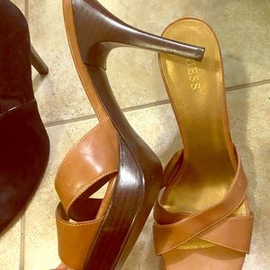 Brown leather GUESS heels